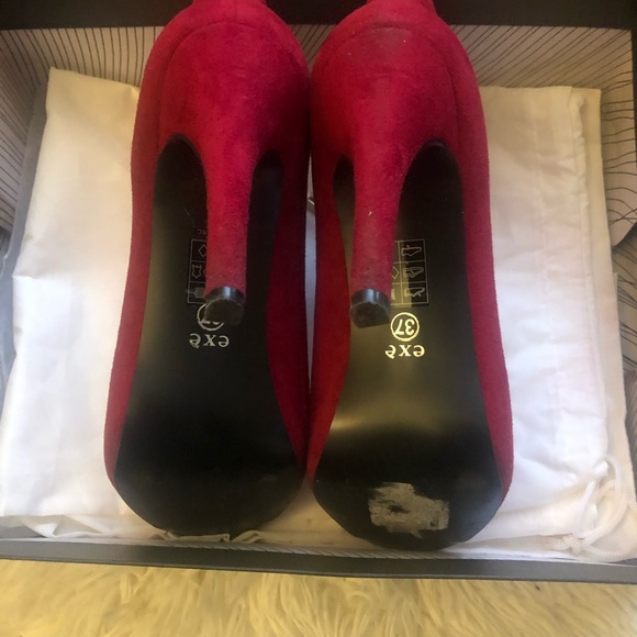 Red Peep Toe Booties (European) - Picture 4 of 4